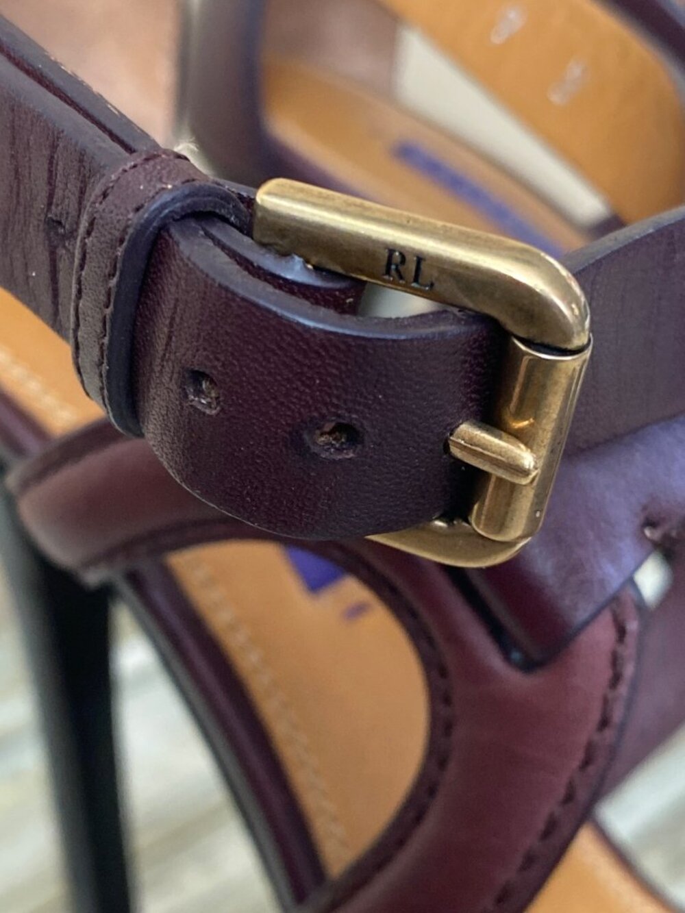 Ralph Lauren Collection Burgundy Leather Strappy Sandal Heels Made in Italy Sz 9 - Picture 6 of 15